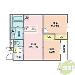 ヴェルデ大森 2LDKの間取図画像