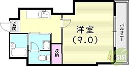 バーンホフ北口 1Kの間取図画像