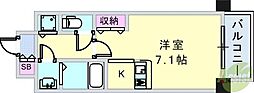 URBANGREEN甲子園 1Kの間取図画像