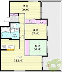 メインステージ夙川 3LDKの間取図画像