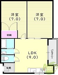 パティオ甲子園口 2LDKの間取図画像
