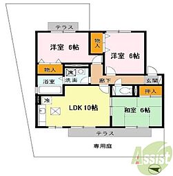 サニーコート香枦園 3LDKの間取図画像