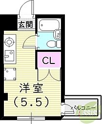 スミケン西宮 ワンルームの間取図画像