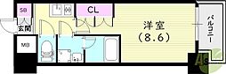 ブランシエスタ西宮 1Kの間取図画像
