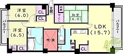 ビクトリアコート夙川 3LDKの間取図画像