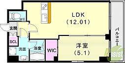 プレジオ西宮北口 1LDKの間取図画像