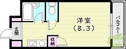 ロイヤル離宮西宮 1Kの間取図画像