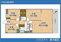 ユニライフ北大阪2号棟 3LDKの間取図画像