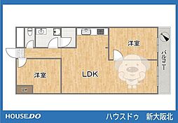 東淀川ホームプラザ 2LDKの間取図画像