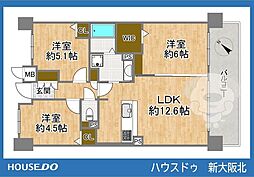 サンシャイン淡路 3LDKの間取図画像