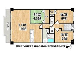 ユニ宇治川マンション3号館 3LDKの間取図画像