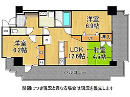 信開ガーデンコート西大路 3LDKの間取図画像