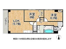 藤和ライブタウン伏見桃山 2LDKの間取図画像