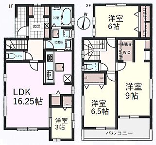 間取り：建物面積:101.85平米、全室2面採光4LDK