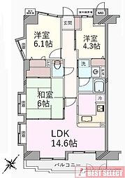 朝日パリオ入間市 3LDKの間取図画像