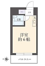 オリエンタル新丸子II ワンルームの間取り