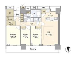 ザ・パークハウス晴海ディアロレジデンス 3LDKの間取り