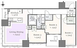 シティタワー銀座東 3LDKの間取図画像