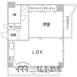 チサンマンション祇園 1LDKの間取図画像