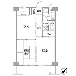 トーカンマンション博多駅前第8 2DKの間取図画像