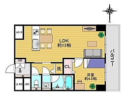 西蒲田スカイハイツ 1LDKの間取図画像