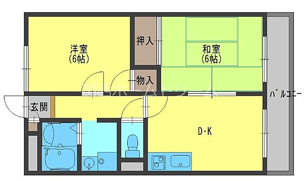 大阪府守口市東光町2丁目(賃貸マンション2DK・3階・40.00㎡)の写真 その2