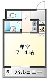 扇商事マンション 4階1Kの間取り