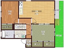 ハイツコへイA棟 2LDKの間取図画像