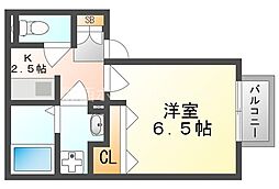 パセオ御堂町 1Kの間取図画像