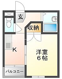 アンビエント・マツダ 1Kの間取図画像