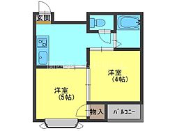 エムハイツ舟田 2Kの間取図画像