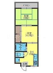 ラフォーレ古川橋 1DKの間取図画像
