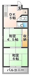 ラフォーレ古川橋 2DKの間取図画像