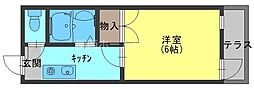 オペル二番館 1Kの間取図画像