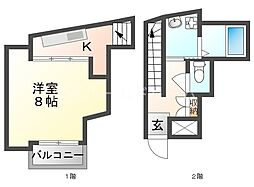 メゾンバニNo.3 1Kの間取図画像