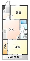 GM藤田町WEST 2DKの間取図画像