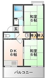 ハイツN 2DKの間取図画像