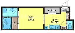 パルス南香里 1DKの間取図画像