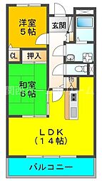 グレイシィーK.Y 2LDKの間取図画像