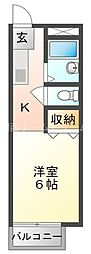 カメリヤハイツ 1Kの間取図画像
