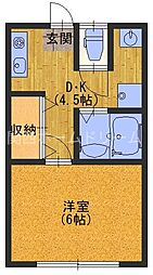 ペントハウス馬場 1DKの間取図画像