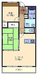 コーポエトワール 2LDKの間取図画像