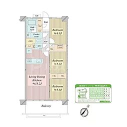 Ｎ−ｓｔａｇｅ船堀 4階3LDKの間取り