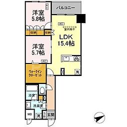 サンジョイアゼロ 2LDKの間取図画像