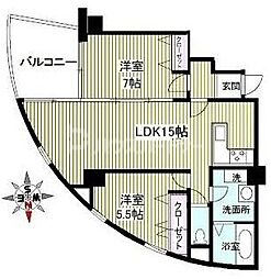クリスタルタワー 2LDKの間取図画像