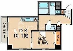 vivace kasai 2階1LDKの間取り