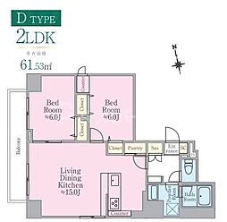 カシェット・ラ・フォーレ 9階2LDKの間取り