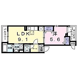 プチジャルダン 3階1LDKの間取り