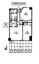 カーロヴィレッタカサイ 1階2LDKの間取り