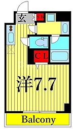 ルブリカント　アラカワ　ベース 9階ワンルームの間取り